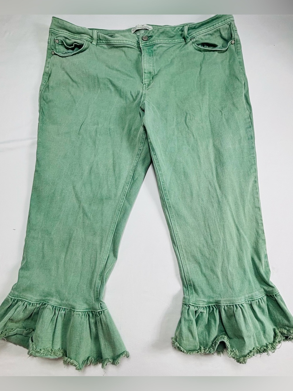 Women’s Ruffle Hem Jeans - Green W600